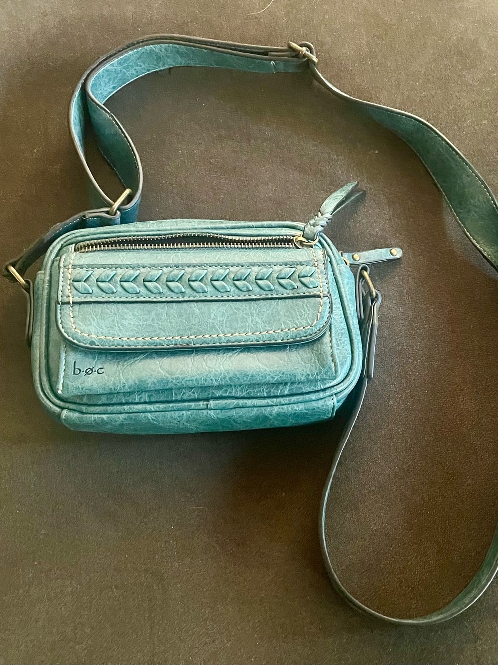 b.o.c. Teal Braided-Accent Crossbody Bag